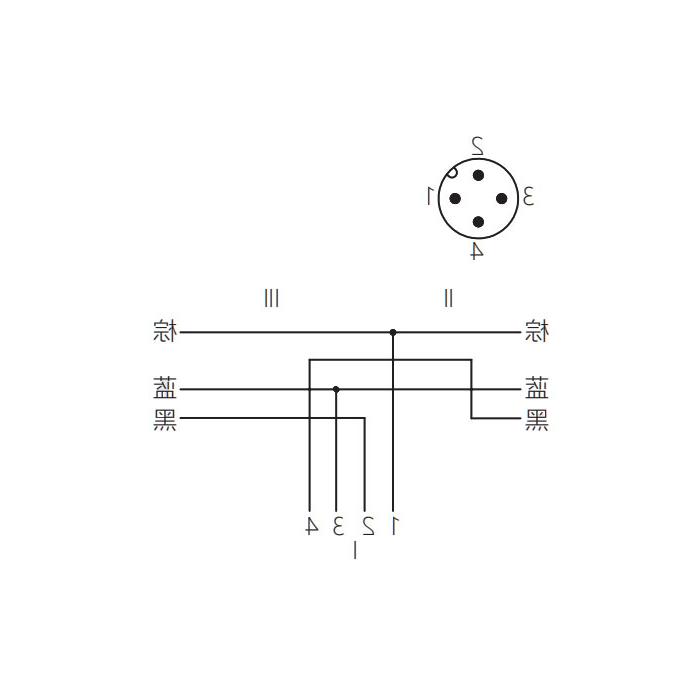 M12 4Pin公头/2x自由端、Y型预铸PVC非柔性电缆、灰色护套、64SY03-XXX